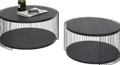 Zestaw Dwóch Stolików Blaty MDF Rama Stalowa - Kolor Czarny*KARE Design
