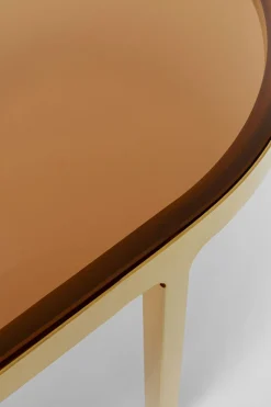 Zestaw Dwóch Stolików Blaty Szklane Brązowy I Przdymiony Nogi Złote*KARE Design