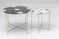 Zestaw Dwóch Stolików Do Salonu Czarno-białe Nogi Złote*KARE Design Discount