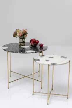 Zestaw Dwóch Stolików Do Salonu Czarno-białe Nogi Złote*KARE Design Discount