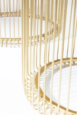 Zestaw Dwóch Stolików Kawowych Wire Okrągły Blat Mosiężne #2*KARE Design Best