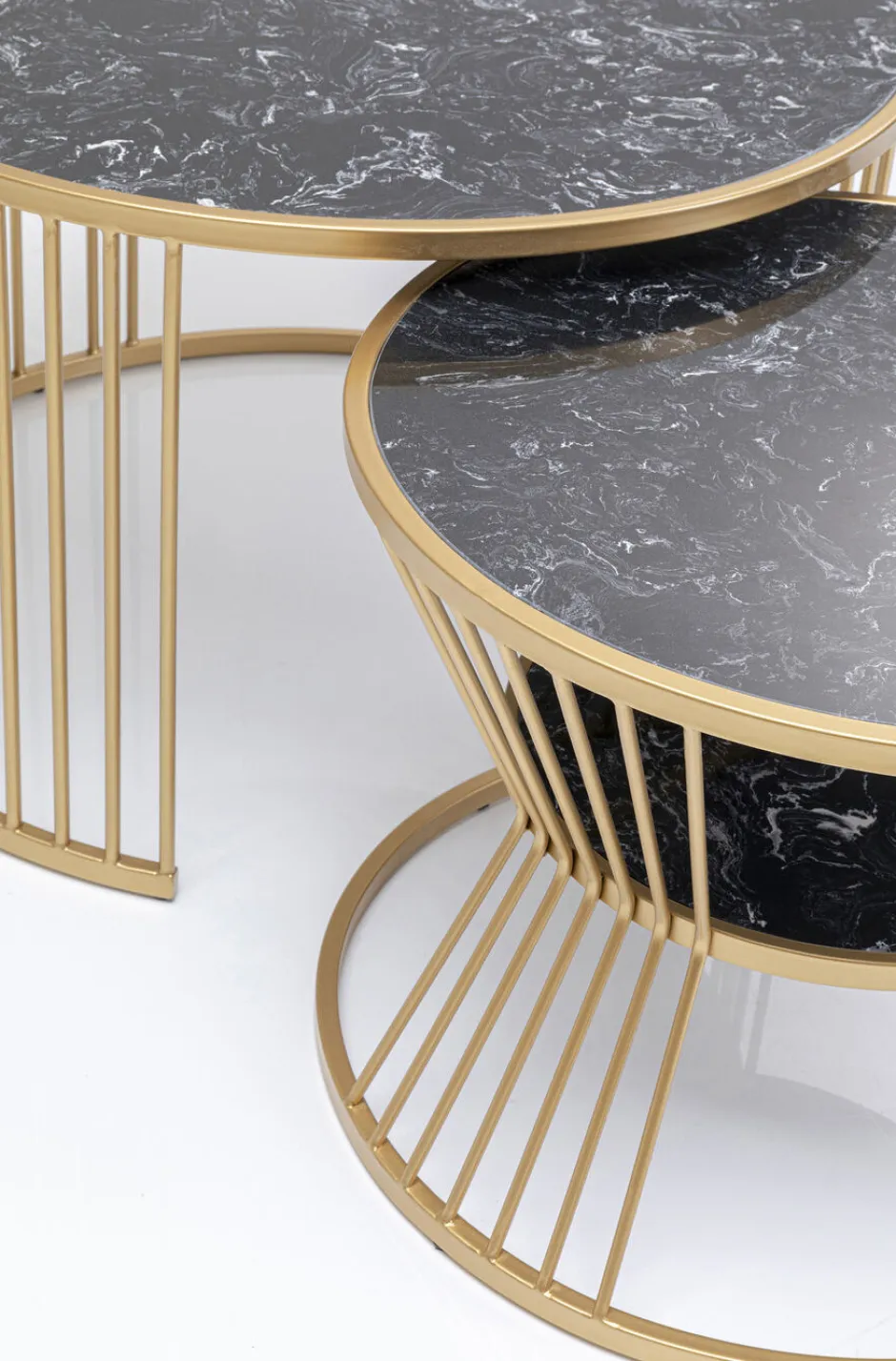 Zestaw Dwóch Stolików Kawowych Roma - Złote - Blaty Marmur*KARE Design Discount