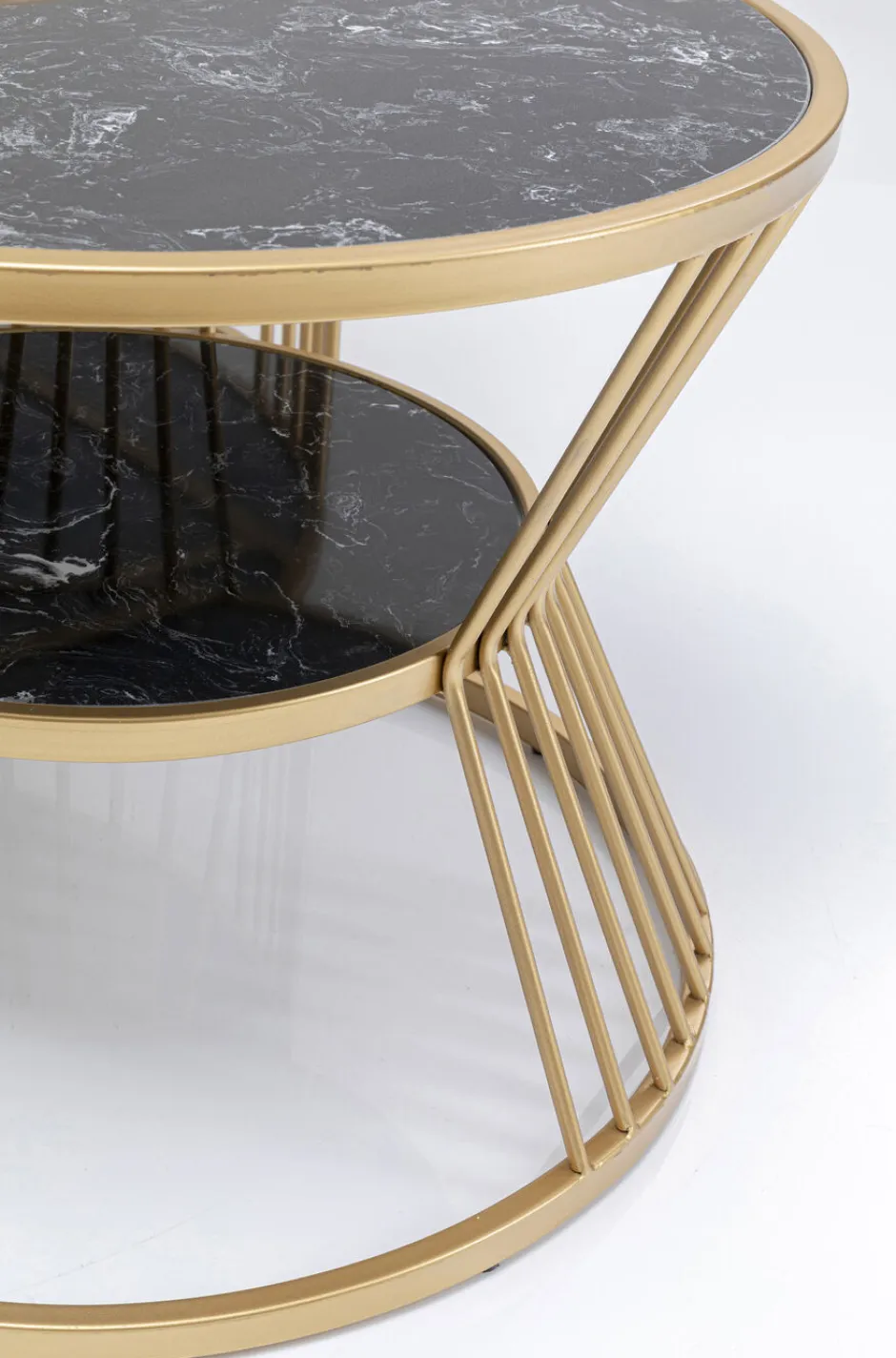 Zestaw Dwóch Stolików Kawowych Roma - Złote - Blaty Marmur*KARE Design Discount