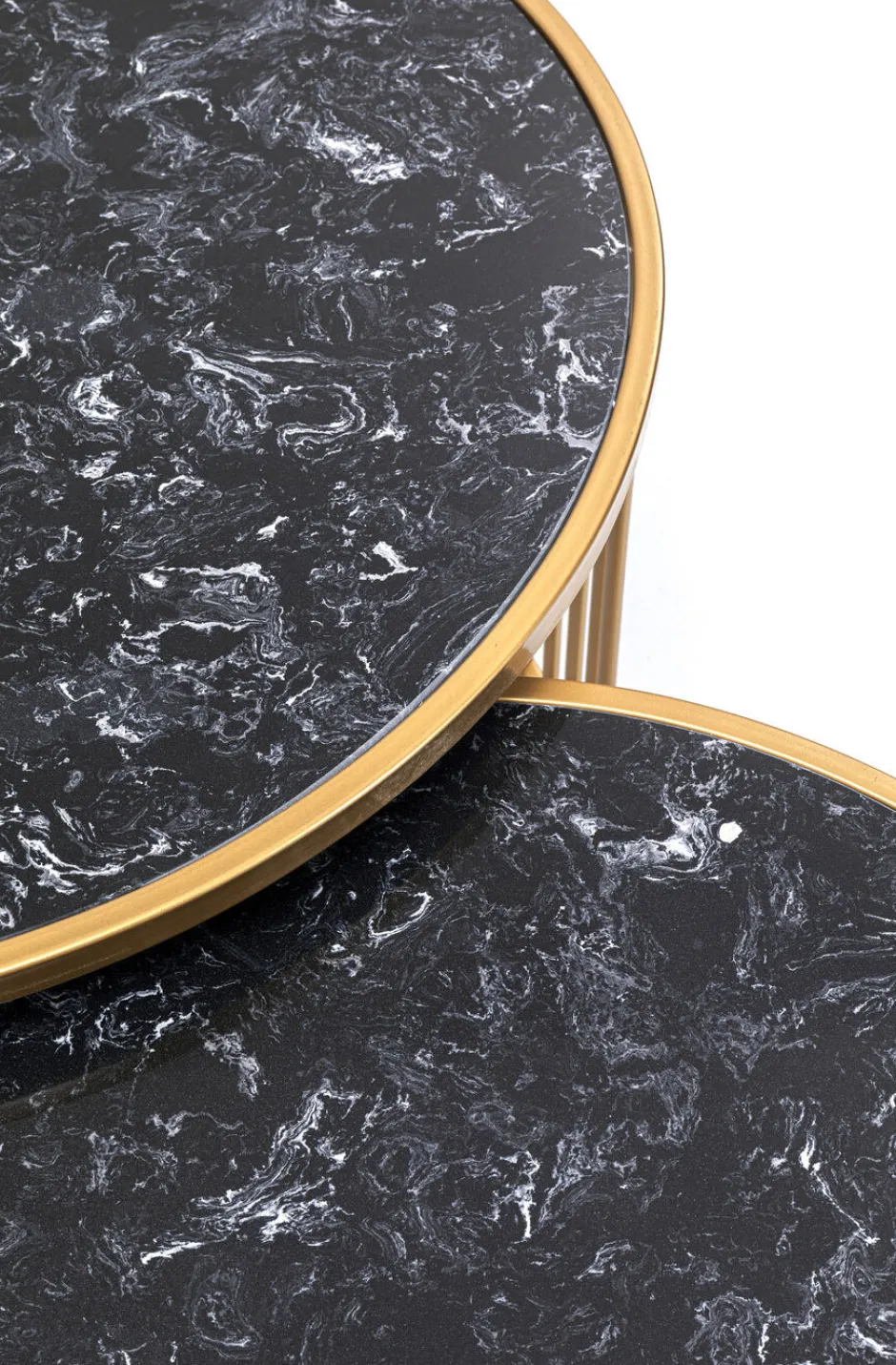 Zestaw Dwóch Stolików Kawowych Roma - Złote - Blaty Marmur*KARE Design Discount