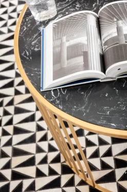 Zestaw Dwóch Stolików Kawowych Roma - Złote - Blaty Marmur*KARE Design Discount
