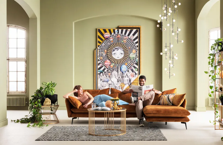 Zestaw Dwóch Stolików Kawowych Roma - Złote - Blaty Marmur*KARE Design Discount