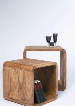 Zestaw Dwóch Stolików Kawowych Authentico Cube Drewniane*KARE Design