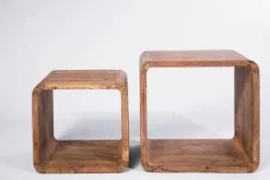Zestaw Dwóch Stolików Kawowych Authentico Cube Drewniane*KARE Design