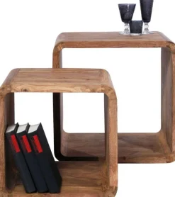Zestaw Dwóch Stolików Kawowych Authentico Cube Drewniane*KARE Design
