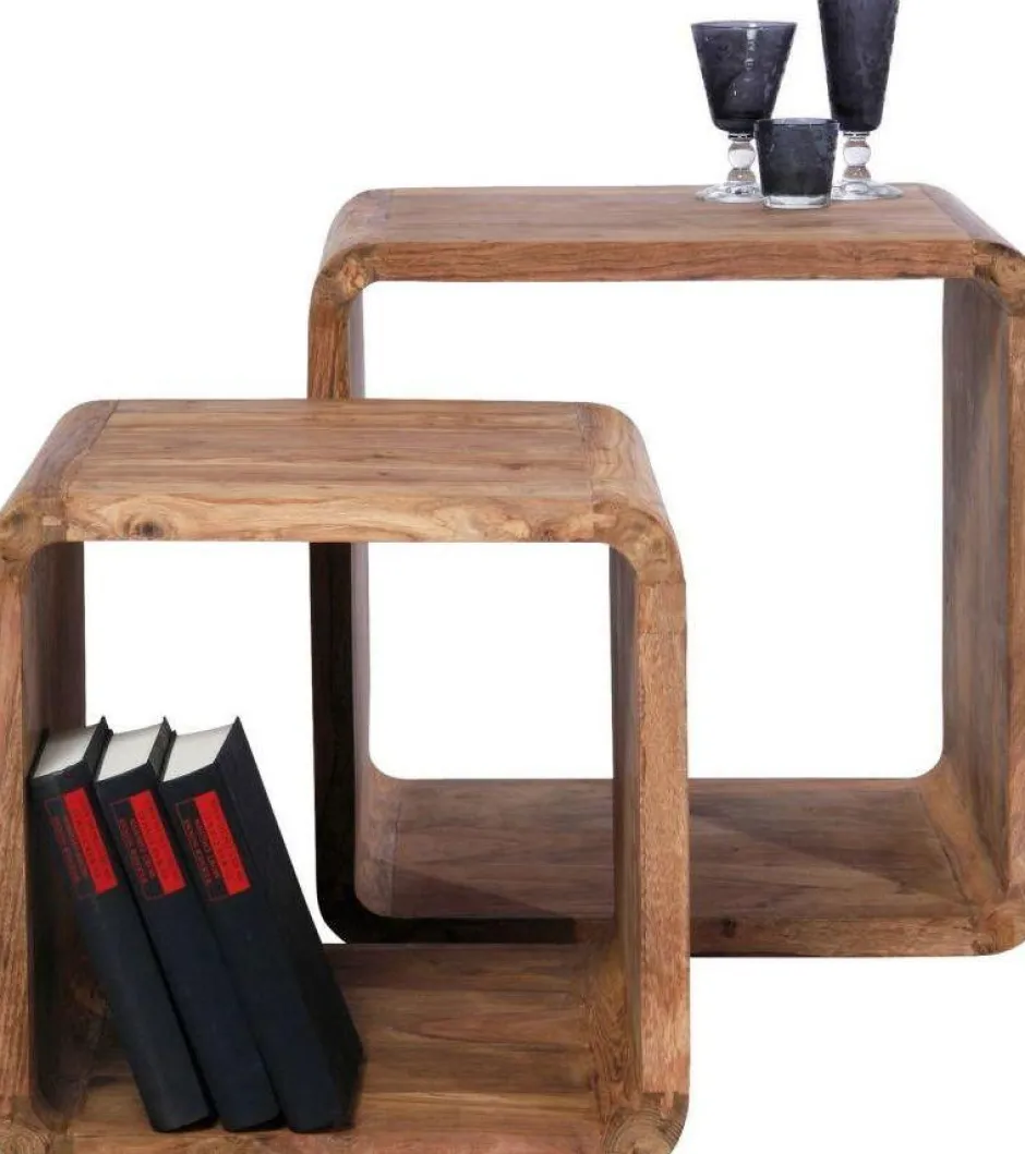 Zestaw Dwóch Stolików Kawowych Authentico Cube Drewniane*KARE Design
