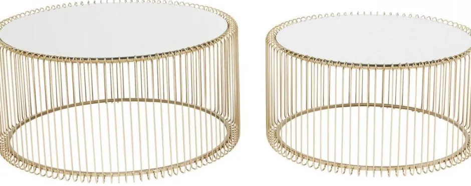 Zestaw Dwóch Stolików Kawowych Wire Mosiężne*KARE Design Hot