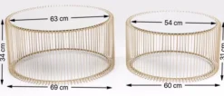 Zestaw Dwóch Stolików Kawowych Wire Mosiężne*KARE Design Hot