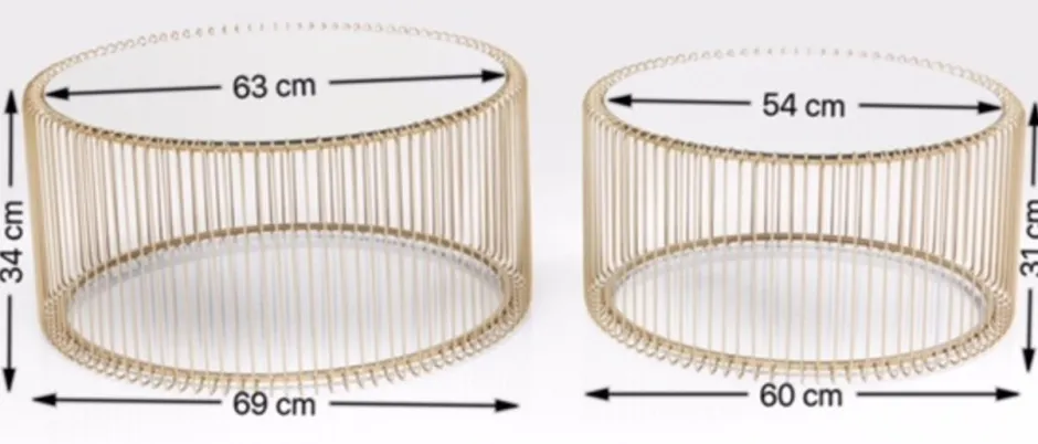 Zestaw Dwóch Stolików Kawowych Wire Mosiężne*KARE Design Hot