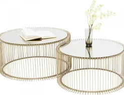 Zestaw Dwóch Stolików Kawowych Wire Mosiężne*KARE Design Hot