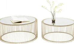 Zestaw Dwóch Stolików Kawowych Wire Mosiężne*KARE Design Hot