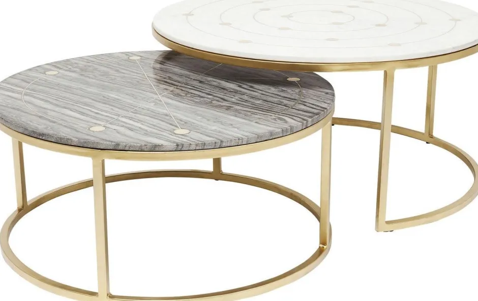 Zestaw Dwóch Stolików Kawowych Mystic Round Kolorowe Ø90*KARE Design Sale