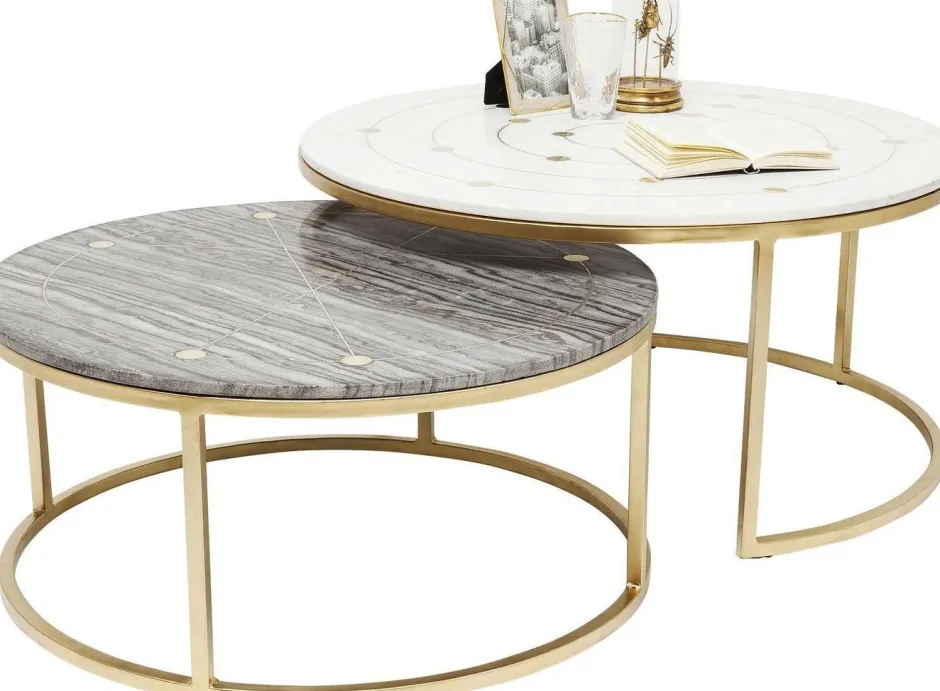 Zestaw Dwóch Stolików Kawowych Mystic Round Kolorowe Ø90*KARE Design Sale