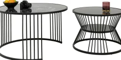 Zestaw Dwóch Stolików Kawowych Roma Czarne - Blaty Marmurowe*KARE Design Best
