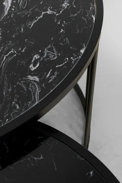 Zestaw Dwóch Stolików Kawowych Roma Czarne - Blaty Marmurowe*KARE Design Best