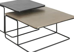 Zestaw Dwóch Stolików Kawowych Aluminium Złoty I Czarny*KARE Design Best