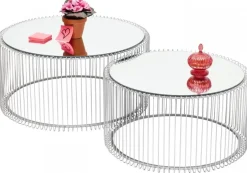 Zestaw Dwóch Stolików Kawowych Wire Srebrne*KARE Design Online