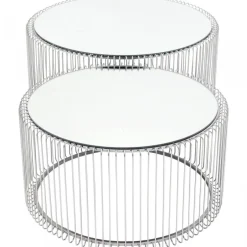 Zestaw Dwóch Stolików Kawowych Wire Srebrne*KARE Design Online