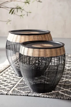 Zestaw Dwóch Stolików Kawowych African Drums Czarne*KARE Design Best