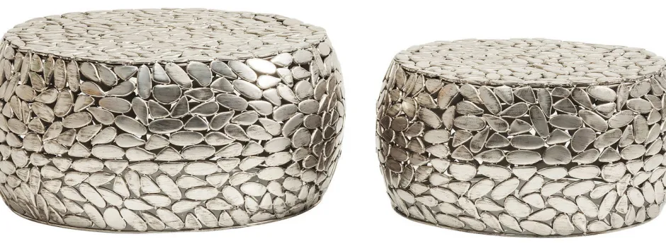 Zestaw Dwóch Stolików Kawowych Pebbles Deluxe Srebrne*KARE Design Best