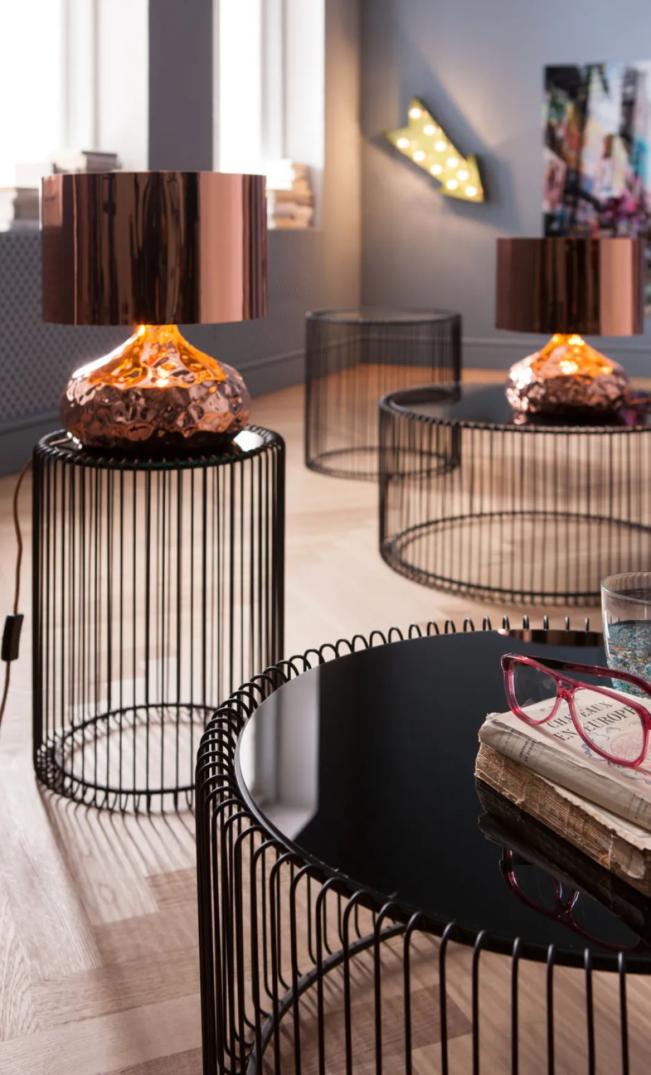 Zestaw Dwóch Stolików Kawowych Wire Czarne*KARE Design Sale