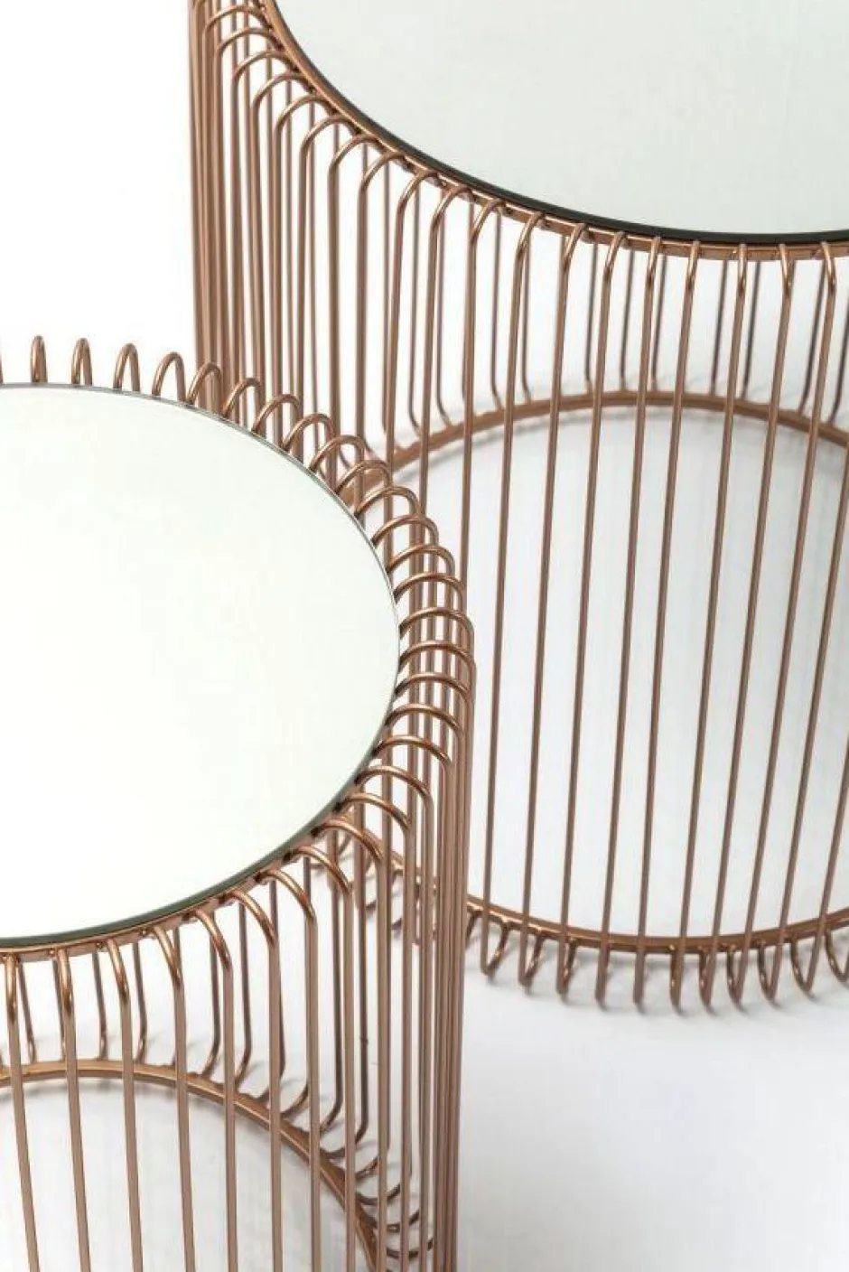 Zestaw Dwóch Stolików Wire Copper Miedziane - Blaty Lustrzane*KARE Design Outlet