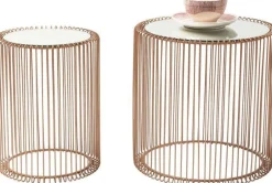 Zestaw Dwóch Stolików Wire Copper Miedziane - Blaty Lustrzane*KARE Design Outlet
