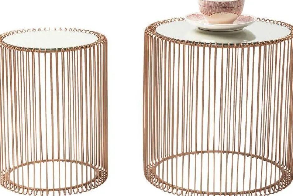 Zestaw Dwóch Stolików Wire Copper Miedziane - Blaty Lustrzane*KARE Design Outlet