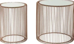 Zestaw Dwóch Stolików Wire Copper Miedziane - Blaty Lustrzane*KARE Design Outlet