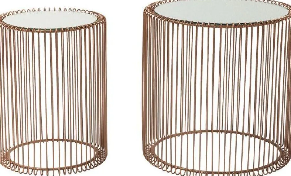 Zestaw Dwóch Stolików Wire Copper Miedziane - Blaty Lustrzane*KARE Design Outlet