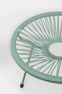 Zestaw Ogrodowy Fotel żyłkowy I Stolik Okrągły Kolor Zielony*KARE Design Sale