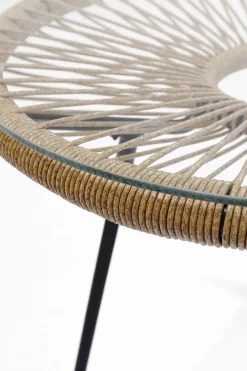 Zestaw Ogrodowy Fotel żyłkowy I Stolik Okrągły Kolor Naturalny*KARE Design Outlet