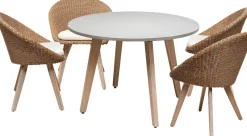 Zestaw Ogrodowy 4 Krzesła Rattanowe I Stół Z Cementowym Szarym Blatem*KARE Design Sale