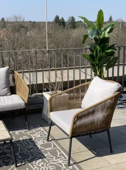 Zestaw Ogrodowy Szaro-naturalny 4-set Sofa, Stolik I 2 Fotele*KARE Design