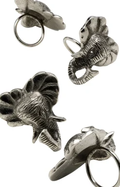 Zestaw 4 Pierścieni Na Serwetki Aluminiowe Srebrne Motyw Słoni*KARE Design Sale