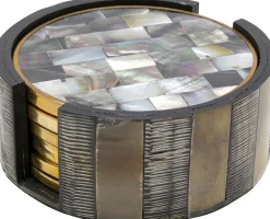 Zestaw 6 Podkładek Okrągłych Pod Kubki Kolorowe Z Organizerem Ø11 Cm*KARE Design New