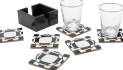 Zestaw 6 Podkładek Pod Kubki Czarno-białe Z Organizerem 12x12 Cm*KARE Design Outlet