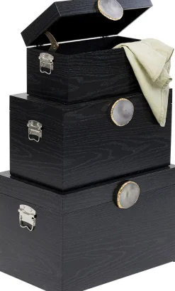 Zestaw 3 Pudełek - Kuferków W Kolorze Czarnym*KARE Design Outlet