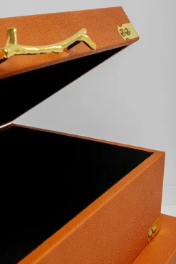Zestaw 3 Pudełek Pomarańczowych Ze Złotymi Detalami*KARE Design Online