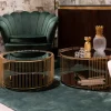 Zestaw 2 Stolików Kawowych Blaty I Półki Lustrzane Rama Złota*KARE Design Outlet