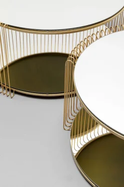 Zestaw 2 Stolików Kawowych Blaty I Półki Lustrzane Rama Złota*KARE Design Outlet