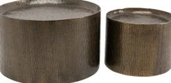 Zestaw 2 Stolików Kawowych Kolor Brązowy Aluminium Wykończenie Mosiężne*KARE Design New