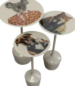 Zestaw 3 Stolików Pomocniczych Blaty Motyw Zwierzęcy*KARE Design Sale