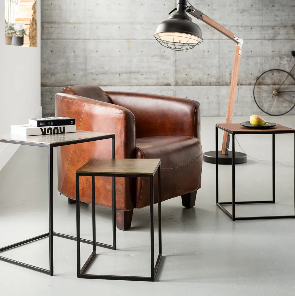 Zestaw Trzech Stolików Kawowych Loft Square Aluminum Kolorowe*KARE Design Outlet
