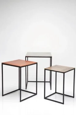 Zestaw Trzech Stolików Kawowych Loft Square Aluminum Kolorowe*KARE Design Outlet