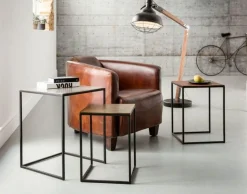Zestaw Trzech Stolików Kawowych Loft Square Aluminum Kolorowe*KARE Design Outlet
